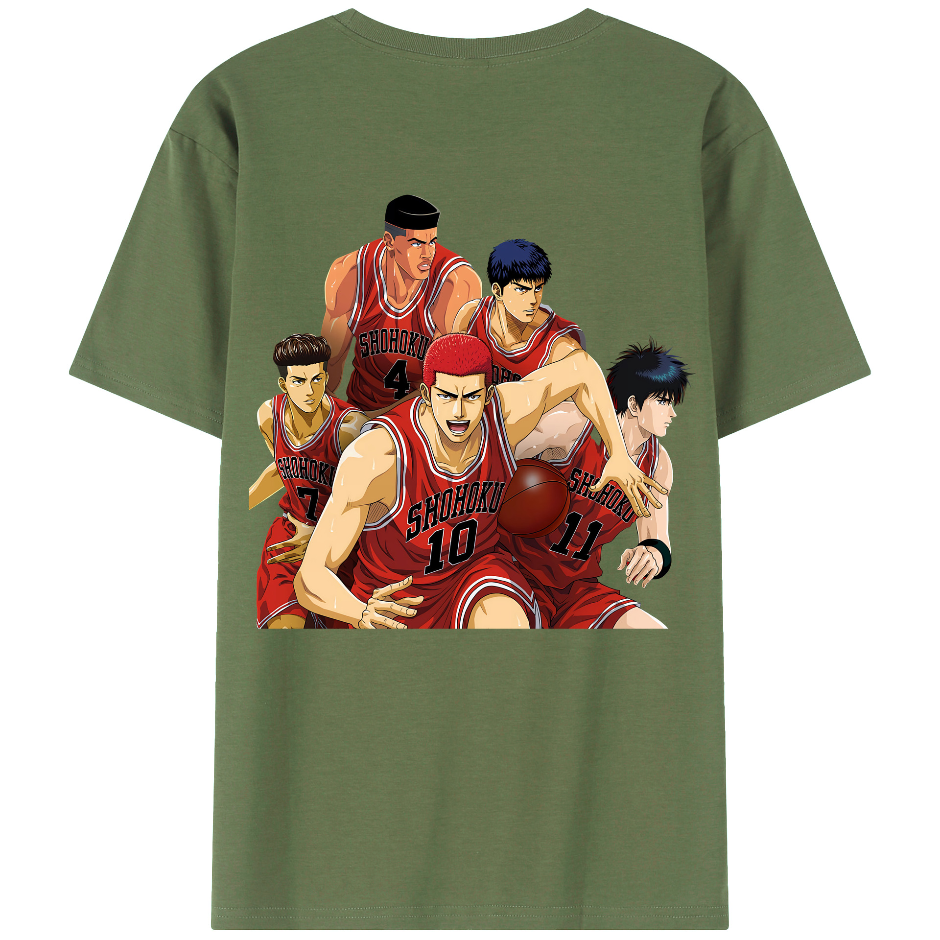 （画像用） SLAM DUNK／スラムダンク 綿100％ メンズ半袖Tシャツ（バックプリント） 通気性